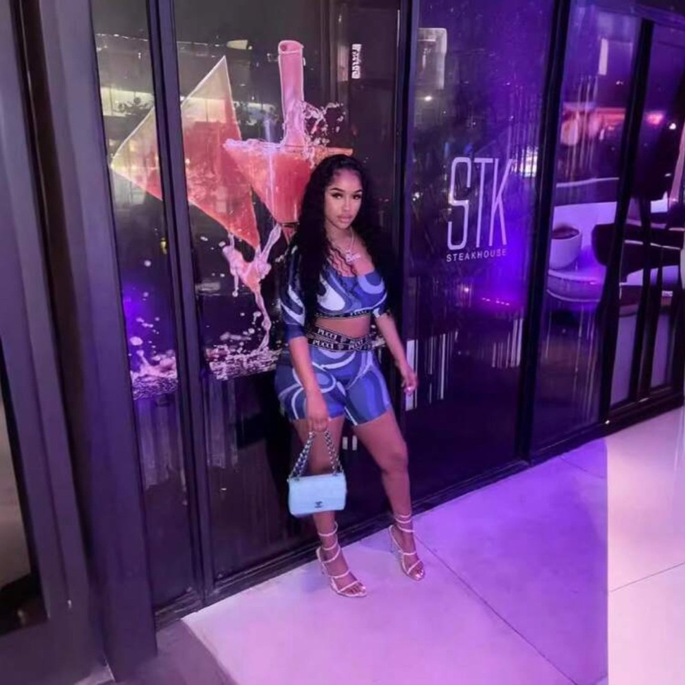 Blue and White Patterned Two-Piece Set - Picture 2 of 2